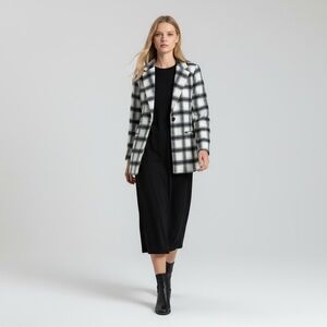 HAVE Los Angeles Checkered Open Front Longline Checkered Blazer Jacket Large